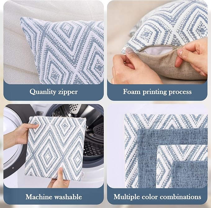 Set of 4 Decorative Throw Pillow Covers 18x18”