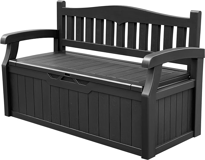 Outdoor Seating and Storage for Patio Furniture, Cushions, Garden Tools 80 Gallon, Black