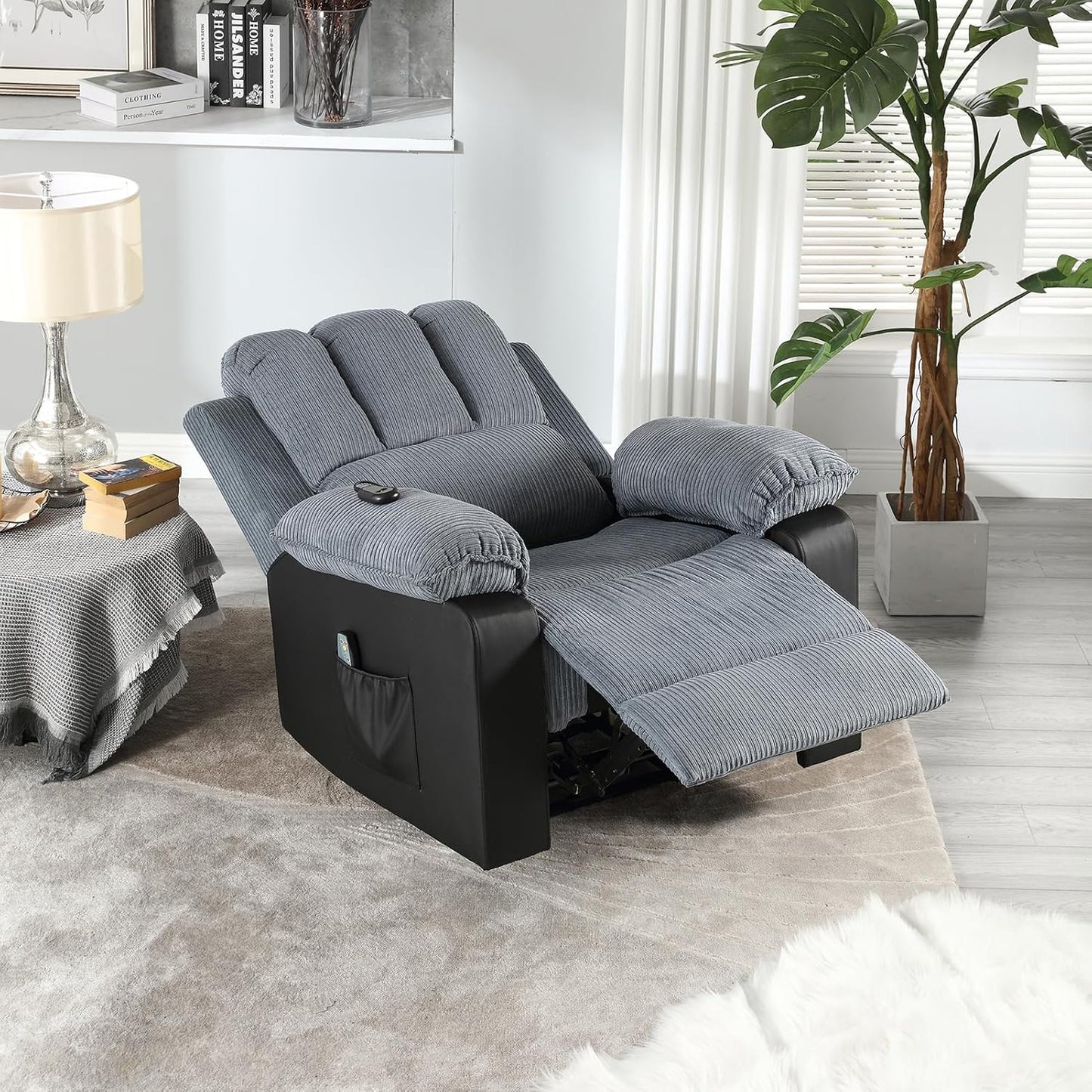 Fabric Power Recliner Chair Heated Massage Recliner for Adults with Padded Seat, Electric Reclining Sofa