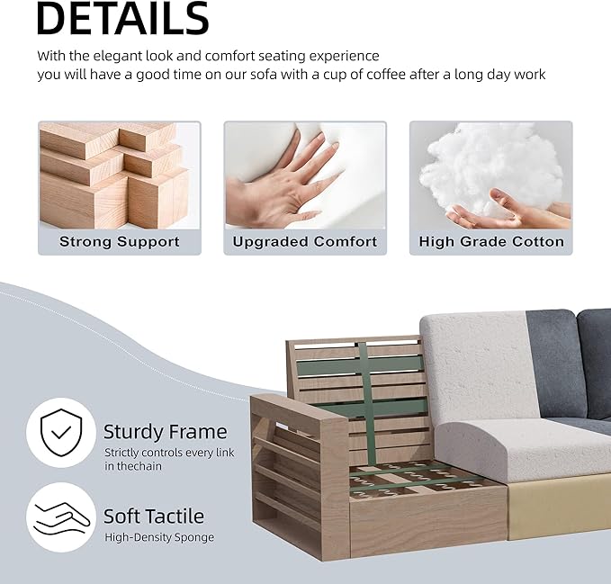 3-Seat L-Shaped Convertible Sofa – Fabric Upholstered Sectional Couch