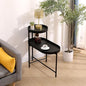 Modern Black 2-Tier Side Table with Sturdy Metal Frame