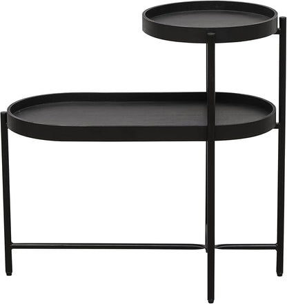 Modern Black 2-Tier Side Table with Sturdy Metal Frame