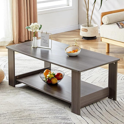 Stylish Double-Layered Gray Coffee Table