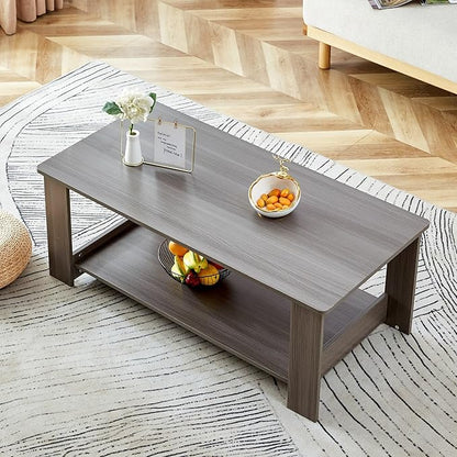 Stylish Double-Layered Gray Coffee Table