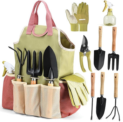 Complete 10-Piece Gardening Tools Set with Fashion Handbag