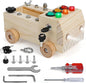 Wooden Truck Busy Board – Fine Motor Skills Learning Tool with Lights, Switches & More for Toddlers