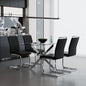 5-Piece Dining Table Set, Tempered Glass Top with 4 Upholstered Dining Chairs