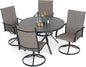 Outdoor 5 Piece Dining Set 48" Round Table with Swivel Chairs, Weather Resistant Design