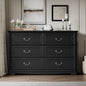 Rustic Wooden 6-Drawer Dresser, Natural Wood Texture Chest for Bedroom