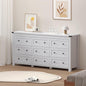 Modern 9-Drawer White Dresser – Wide Wooden Storage Chest for Bedroom, Closet, Living Room & Office
