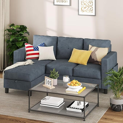 3-Seat L-Shaped Convertible Sofa – Fabric Upholstered Sectional Couch