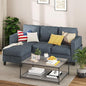 3-Seat L-Shaped Convertible Sofa – Fabric Upholstered Sectional Couch