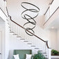 LED Modern Ring Chandelier, 15.7"-31.4" Adjustable Black Light Fixture for High Ceilings, Foyer, Living Room